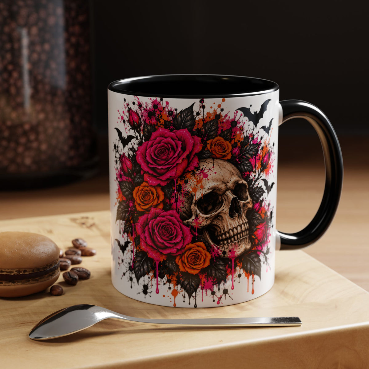 Deadly Blooms Coffee Mug | Gothic Floral Skull Ceramic Mug by Subbin4Sanity