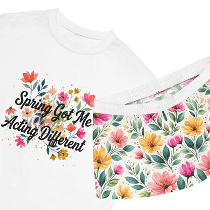 "Spring Got Me Acting Different" Women's Short Pajama Set