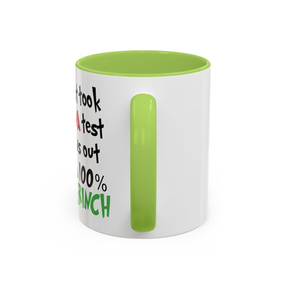 Christmas Coffee Mug, 11oz, "100% Grinch"