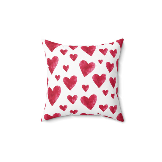 Red Watercolor Heart Double Sided Pillowcase & Pillow Insert