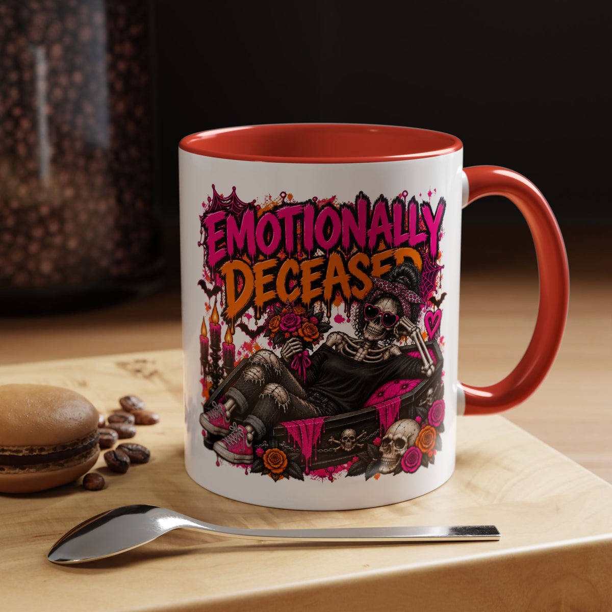 Emotionally Deceased Coffee Mug | Sarcastic Gothic Ceramic Mug by Subbin4Sanity