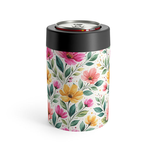 Watercolor Wildflower Garden Pattern – Splatter Bloom Collection – 12oz Insulated Stainless Steel Koozie