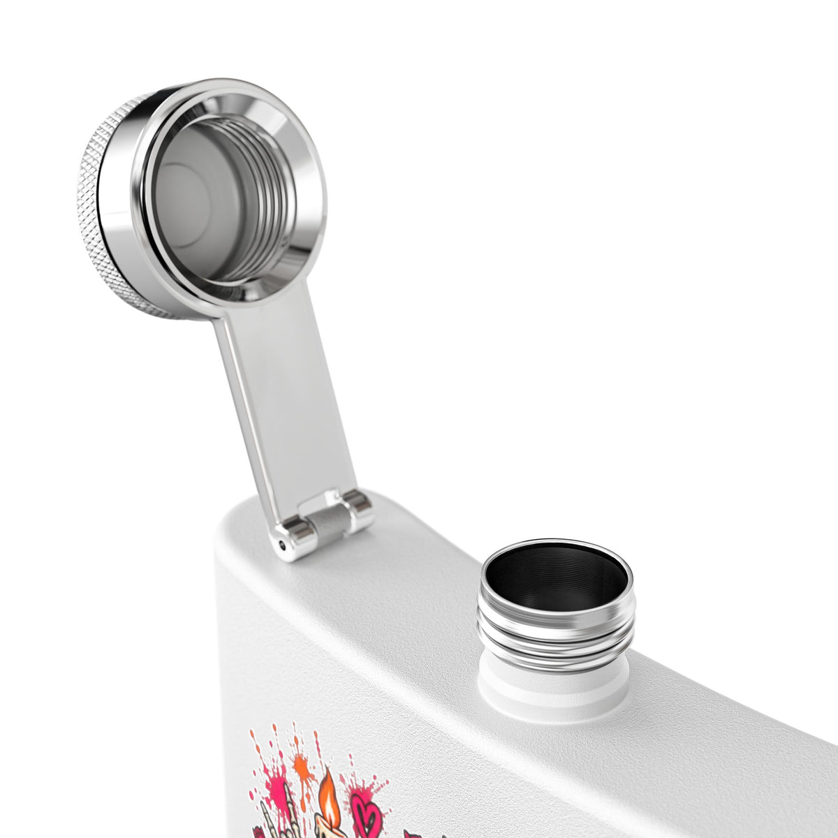 Dead & Unbothered 6oz Stainless Steel Flask | Gothic Skeleton Drinking Flask by Subbin4Sanity