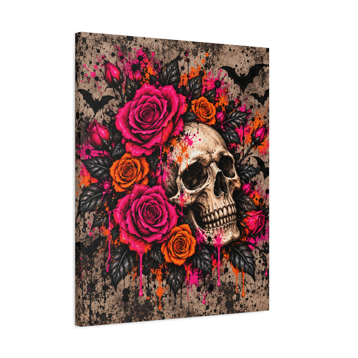 Deadly Blooms Halloween Canvas | Gothic Skull & Rose Wall Art by Subbin4Sanity