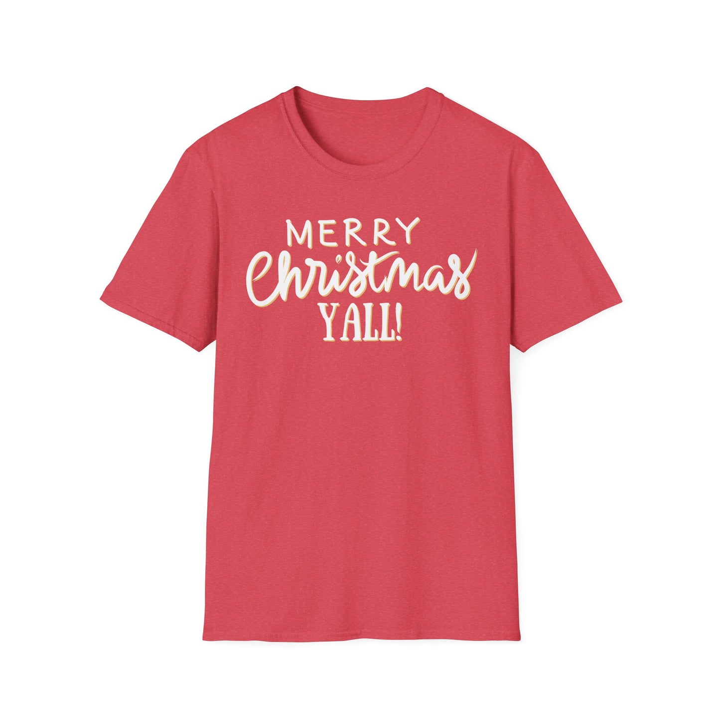 Merry Christmas Y’all Text Graphic T-Shirt | Southern Holiday Tee by Subbin4Sanity