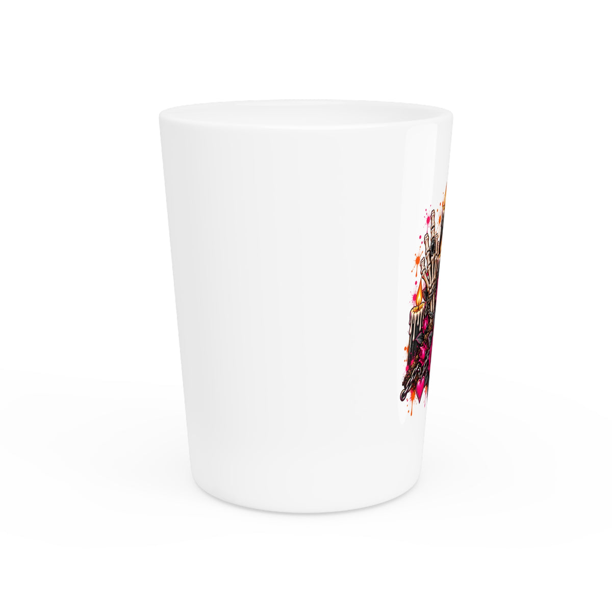Dirt & Defiance Shot Glass | Gothic Skull & Coffin Drinking Glass by Subbin4Sanity