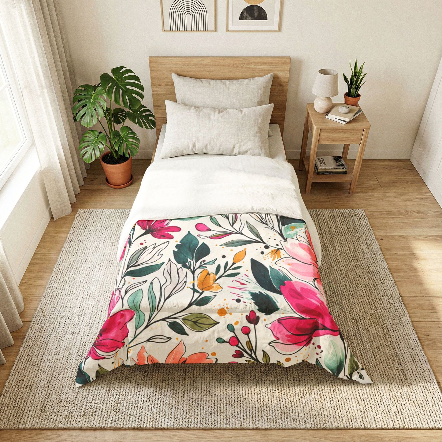 Wildflower Garden Stripe Pattern – Splatter Bloom Collection – Comforter