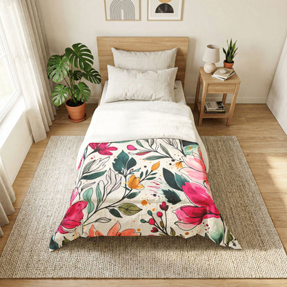 Wildflower Garden Stripe Pattern – Splatter Bloom Collection – Comforter
