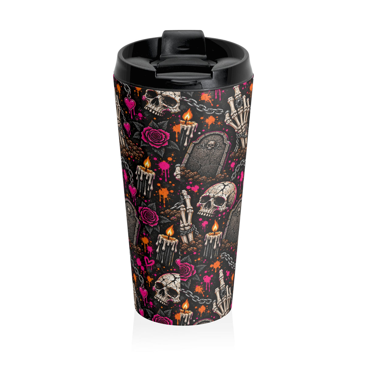 Dirt & Defiance Stainless-Steel Coffee Mug | Gothic Coffin & Skull Travel Mug by Subbin4Sanity