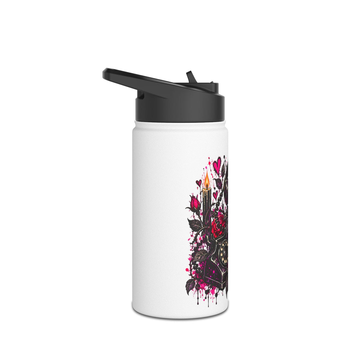 Karma’s Calling Stainless Steel Water Bottle | Gothic Skull & Telephone Insulated Bottle by Subbin4Sanity