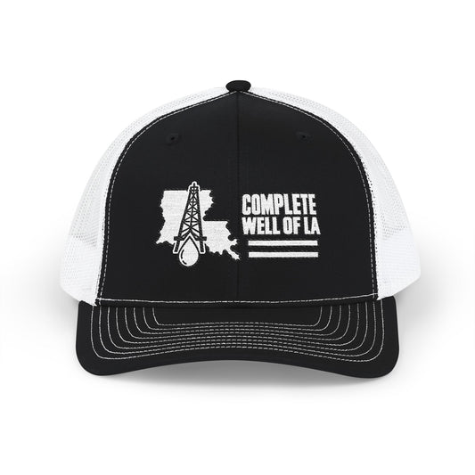 Complete Well of LA Custom Snapback Trucker Hat | White/Black Center Logo Embroidery by Subbin4Sanity