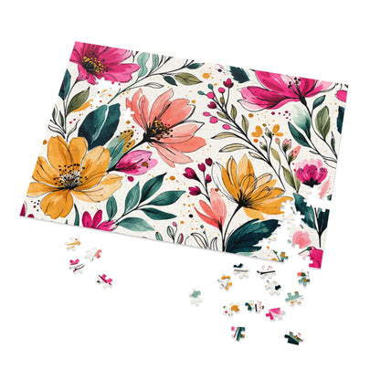 aModern Botanical Wildflower Pattern – Splatter Bloom Collection – Puzzle & Tin Storage Box