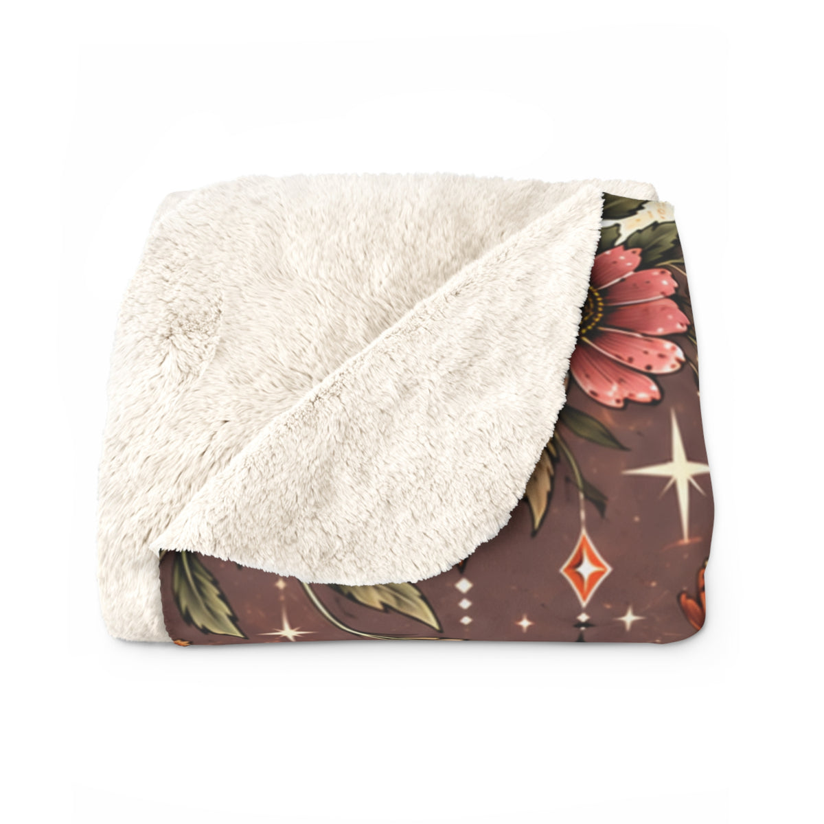 Midnight Wildflowers Sherpa Fleece Blanket | Boho Halloween Floral Throw by Subbin4Sanity