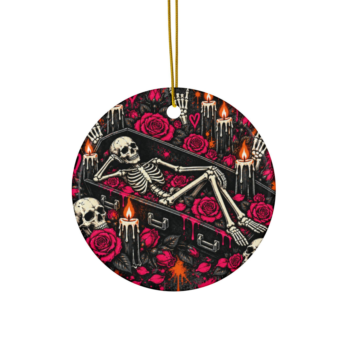 Dead & Unbothered Ceramic Ornament | Gothic Halloween Ornament & Holiday Gift Tag by Subbin4Sanity