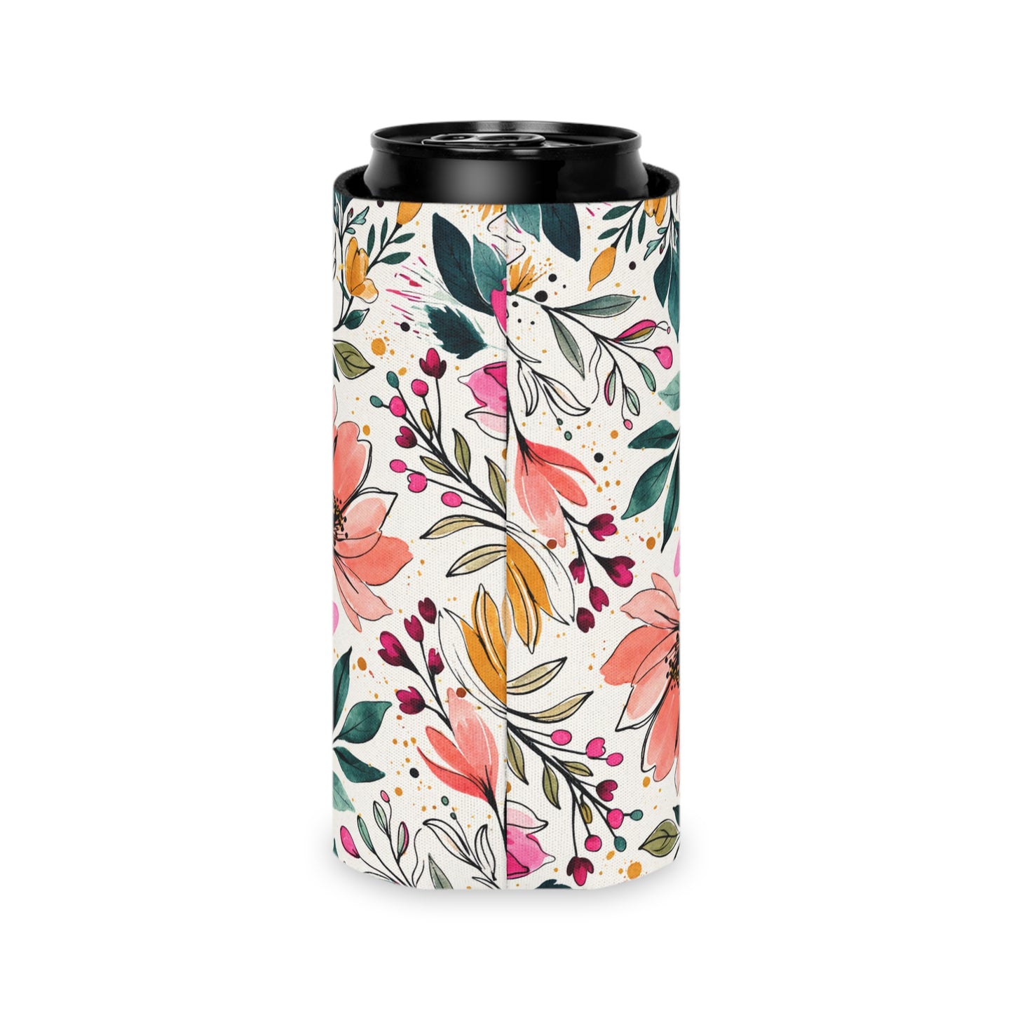 Modern Botanical Wildflower Pattern – Splatter Bloom Collection — Lightweight Foam Grip Lined Koozie