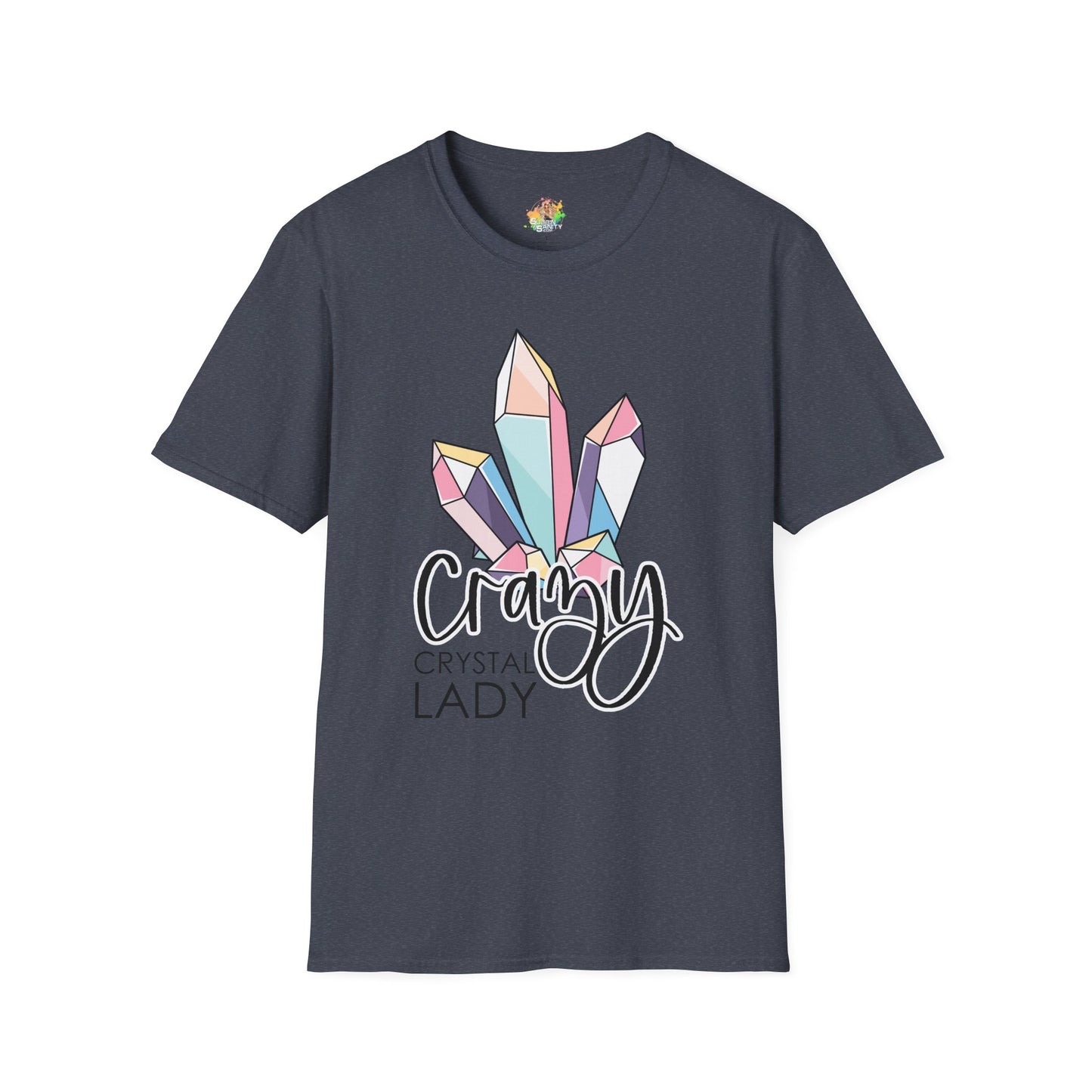 Crazy Crystal Lady Graphic T-Shirt | Funny Witchy Statement Tee by Subbin4Sanity