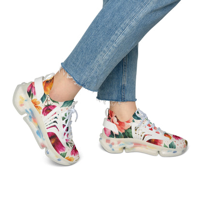 Electric Wildflower Garden Pattern – Splatter Bloom Collection — Lightweight Women's Breathable Athletic Mesh Sneakers
