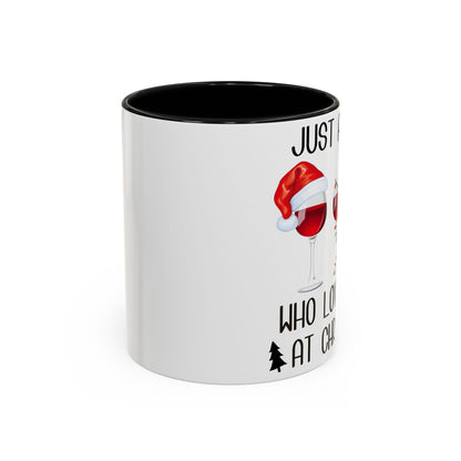 Christmas Coffee Mug, 11oz, "Just A Girl Who Loves Wine At Christmas"