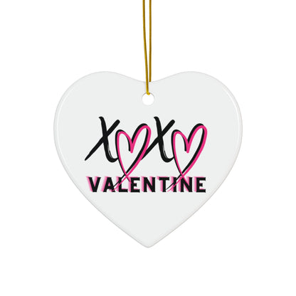XOXO Valentine Ceramic Ornament | Flirty Heart Valentine Decor Keepsake by Subbin4Sanity