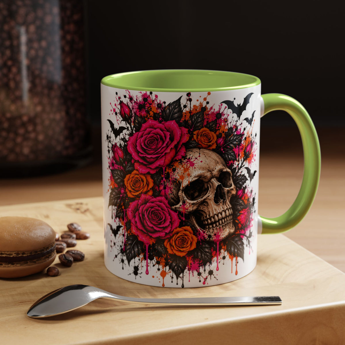 Deadly Blooms Coffee Mug | Gothic Floral Skull Ceramic Mug by Subbin4Sanity