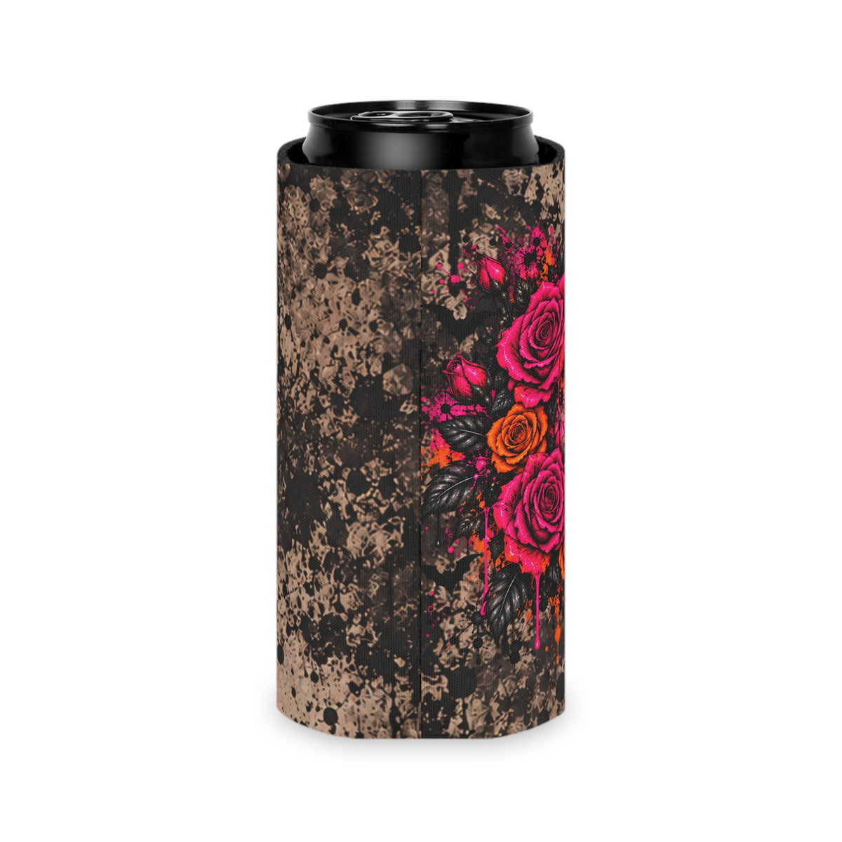 Deadly Blooms Foam Grip Koozie | Gothic Floral Skull Can Cooler by Subbin4Sanity