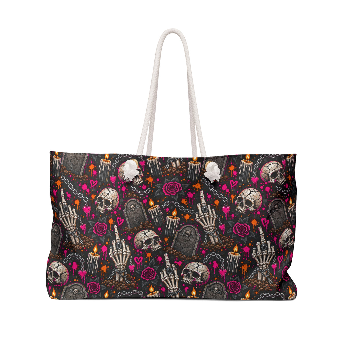 Dirt & Defiance Weekender Bag | Skull & Rose Halloween Travel Tote by Subbin4Sanity