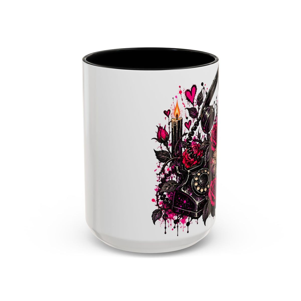 Karma’s Calling Coffee Mug | Gothic Skull & Telephone Ceramic Mug by Subbin4Sanity