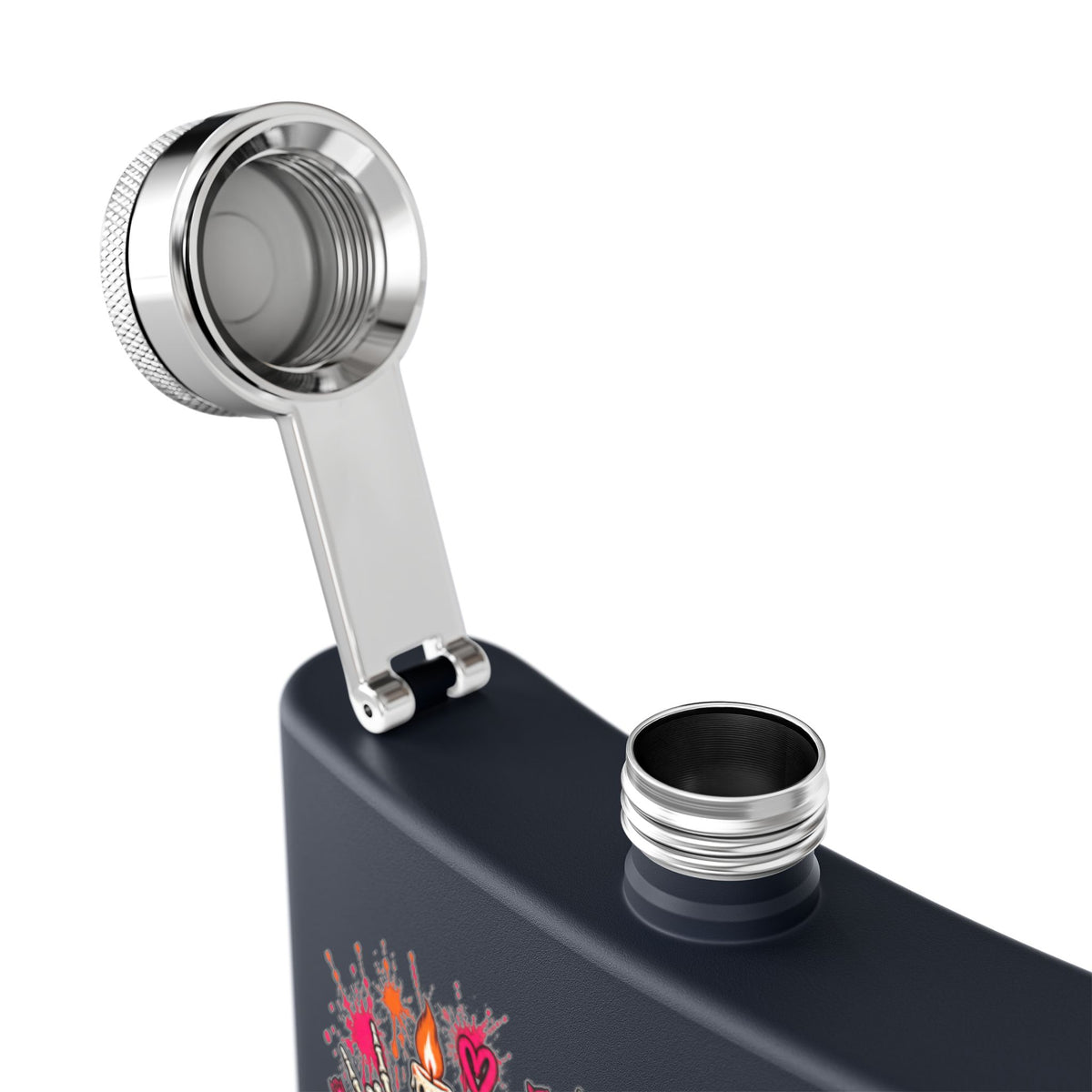 Dead & Unbothered 6oz Stainless Steel Flask | Gothic Skeleton Drinking Flask by Subbin4Sanity