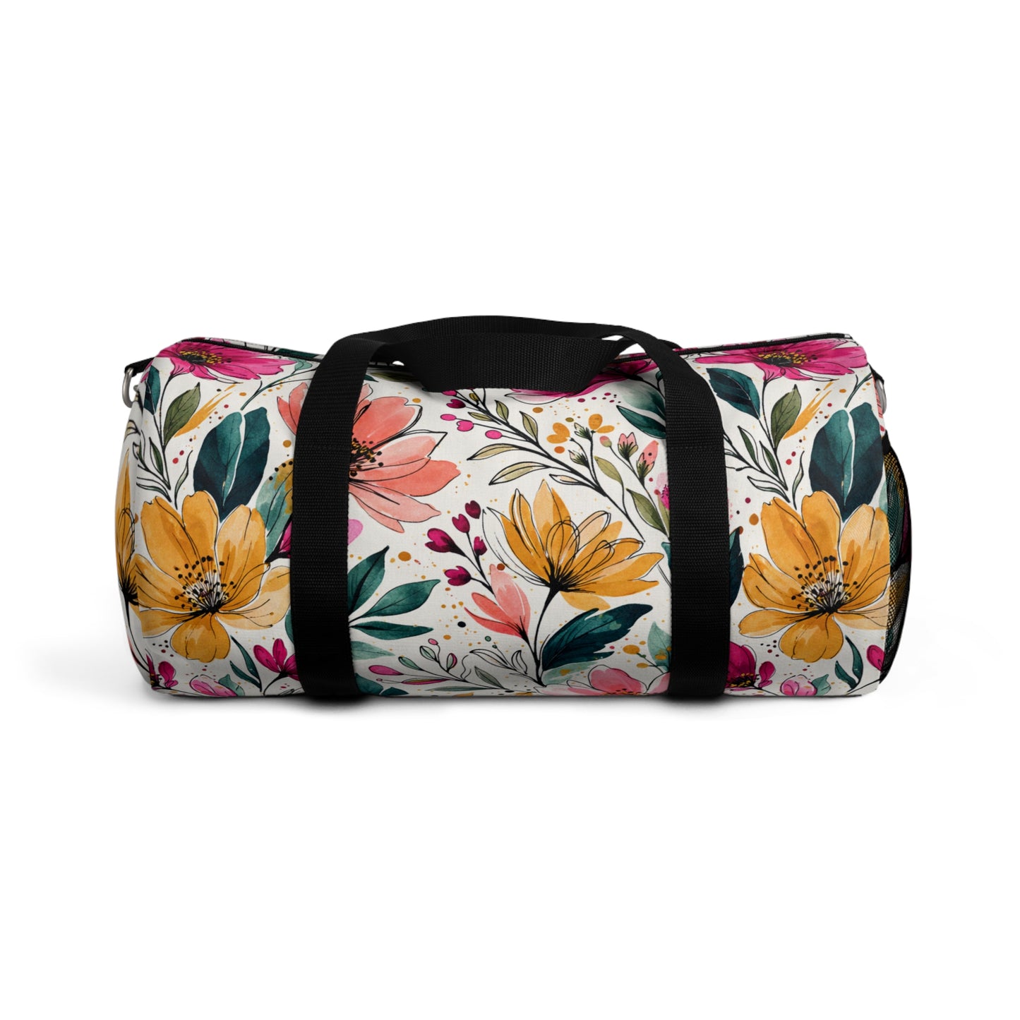 Modern Botanical Wildflower Pattern – Splatter Bloom Collection – Weekend Duffel Travel Bag