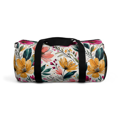 Modern Botanical Wildflower Pattern – Splatter Bloom Collection – Weekend Duffel Travel Bag