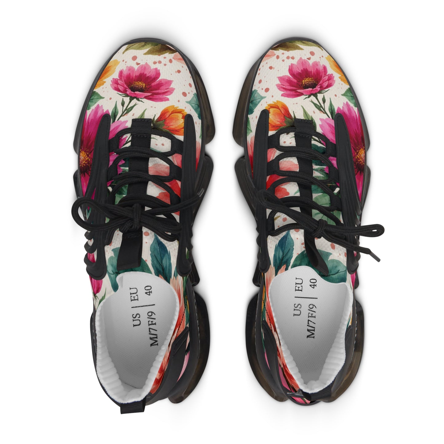 Electric Wildflower Garden Pattern – Splatter Bloom Collection — Lightweight Women's Breathable Athletic Mesh Sneakers