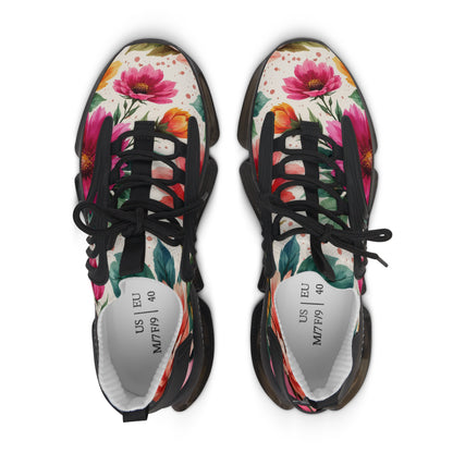 Electric Wildflower Garden Pattern – Splatter Bloom Collection — Lightweight Women's Breathable Athletic Mesh Sneakers