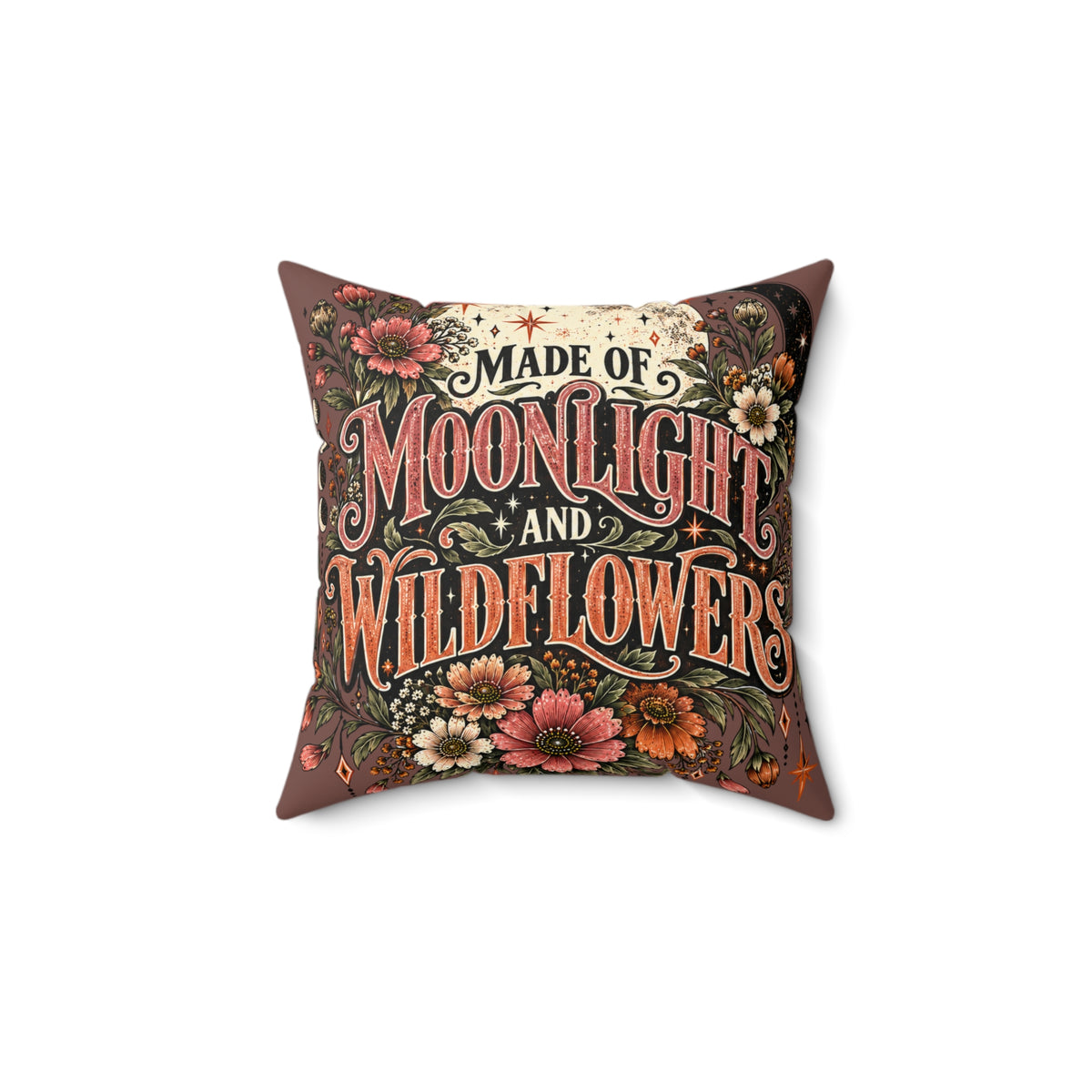 Made Of Moonlight And Wildflowers + Midnight Wildflowers Double-Sided Pillowcase & Insert | Boho Halloween Decor by Subbin4Sanity