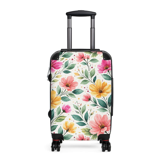 Watercolor Wildflower Garden Pattern – Splatter Bloom Collection – On Travel Luggage Suitcase