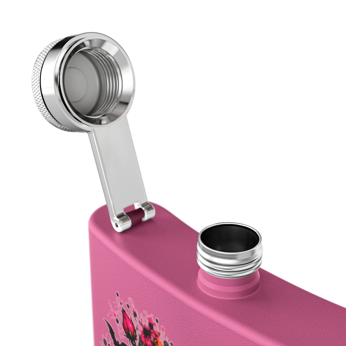 Deadly Blooms 6oz Stainless Steel Flask | Gothic Floral Skull Drinking Flask by Subbin4Sanity