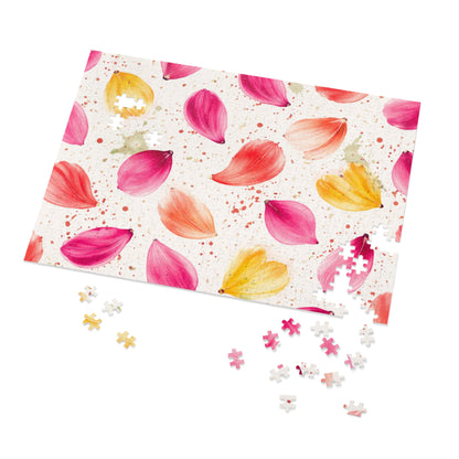 Watercolor Spring Petals Pattern – Splatter Bloom Collection – Puzzle & Tin Storage Box