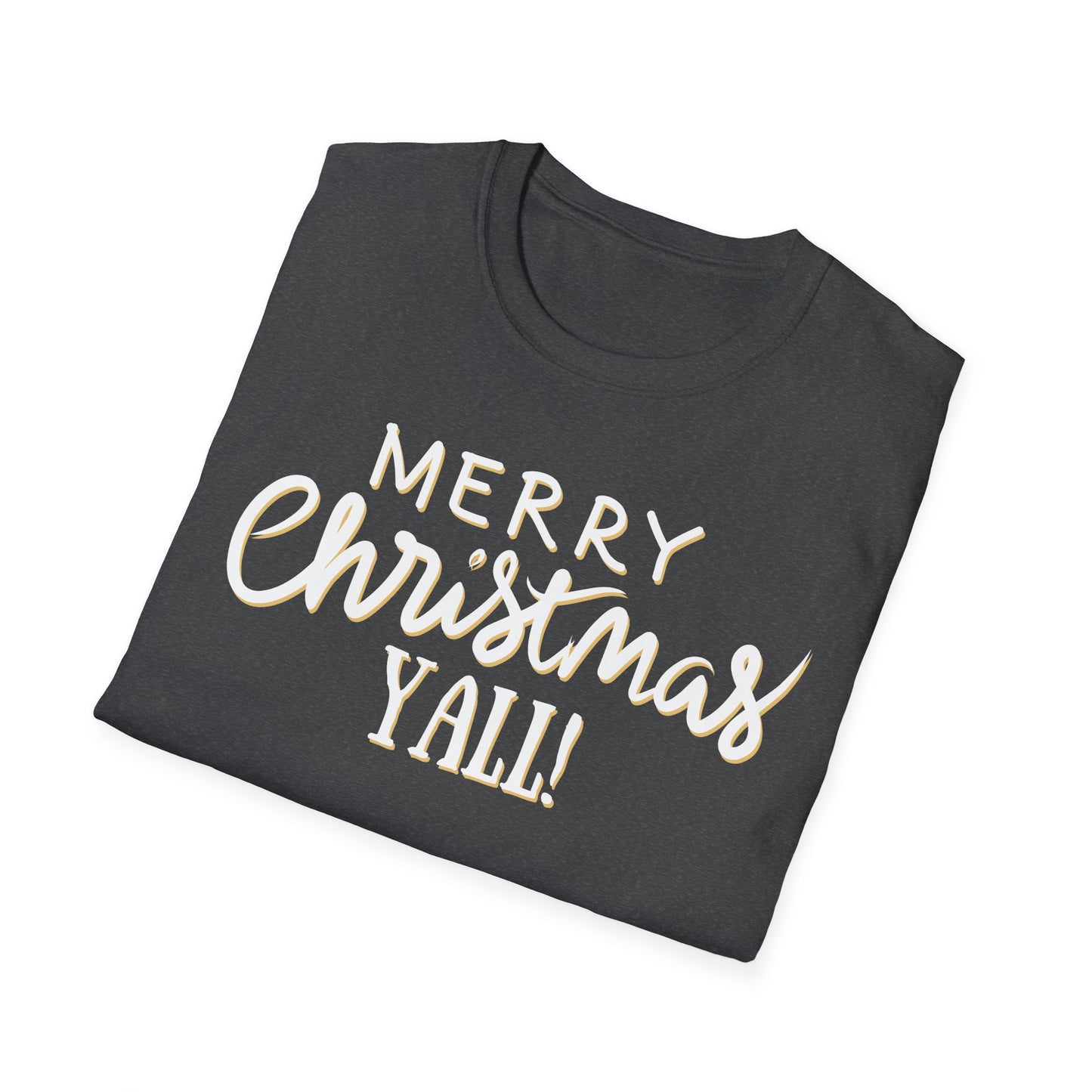 Merry Christmas Y’all Text Graphic T-Shirt | Southern Holiday Tee by Subbin4Sanity