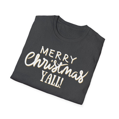 Merry Christmas Y’all Text Graphic T-Shirt | Southern Holiday Tee by Subbin4Sanity