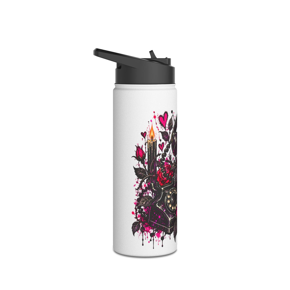 Karma’s Calling Stainless Steel Water Bottle | Gothic Skull & Telephone Insulated Bottle by Subbin4Sanity