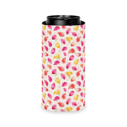 Watercolor Spring Petals Pattern – Splatter Bloom Collection — Lightweight Foam Grip Lined Koozie