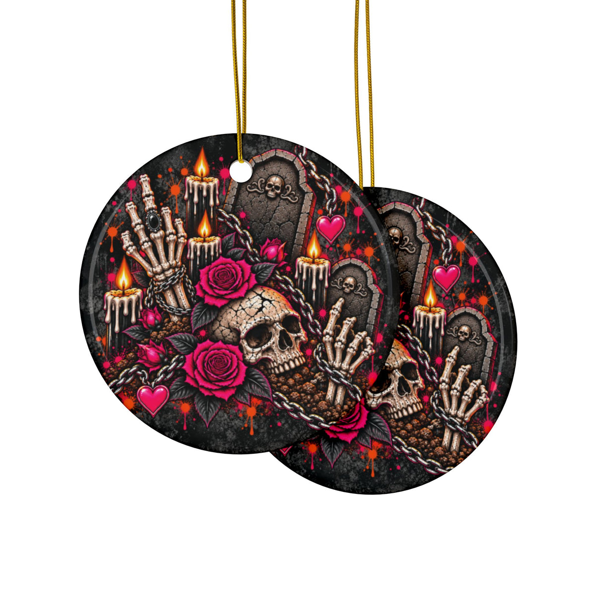 Dirt & Defiance Ceramic Ornament | Gothic Halloween Ornament & Holiday Gift Tag by Subbin4Sanity