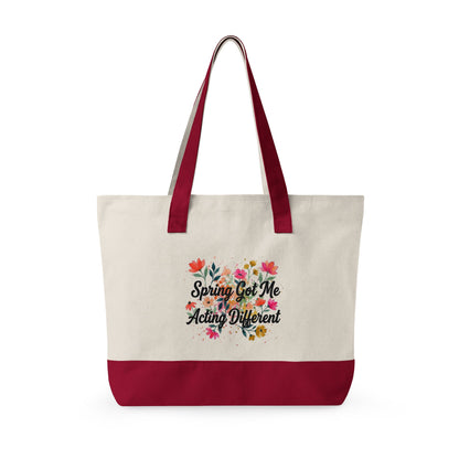 "Sprong Got Me Acting Different" — Zippered Tote Bag