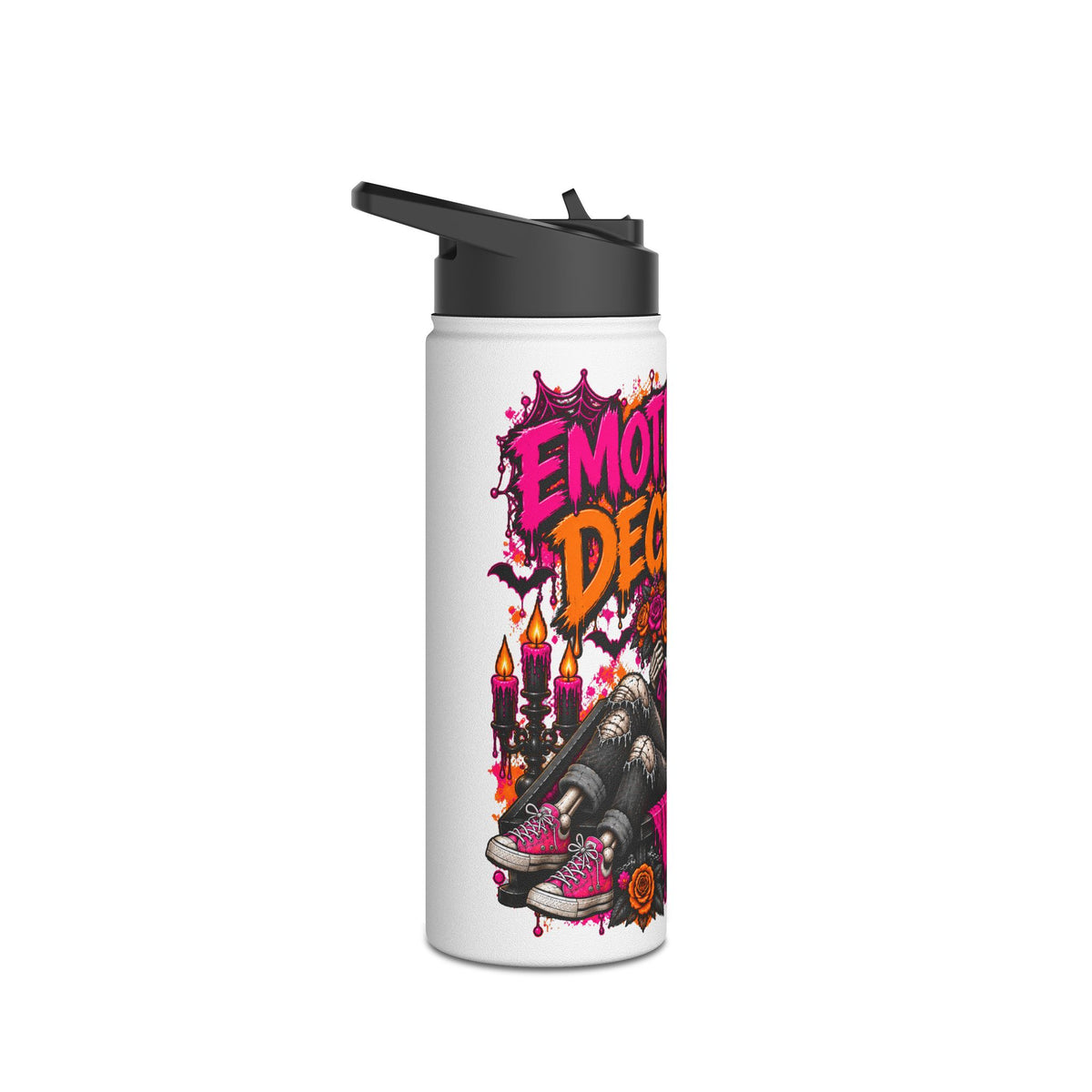 Emotionally Deceased Stainless Steel Water Bottle | Sarcastic Gothic Insulated Bottle by Subbin4Sanity
