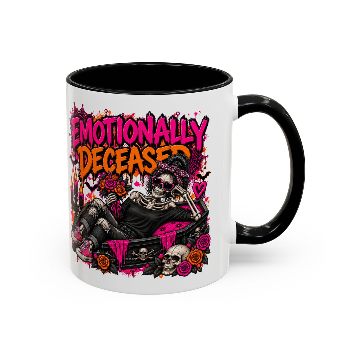 Emotionally Deceased Coffee Mug | Sarcastic Gothic Ceramic Mug by Subbin4Sanity