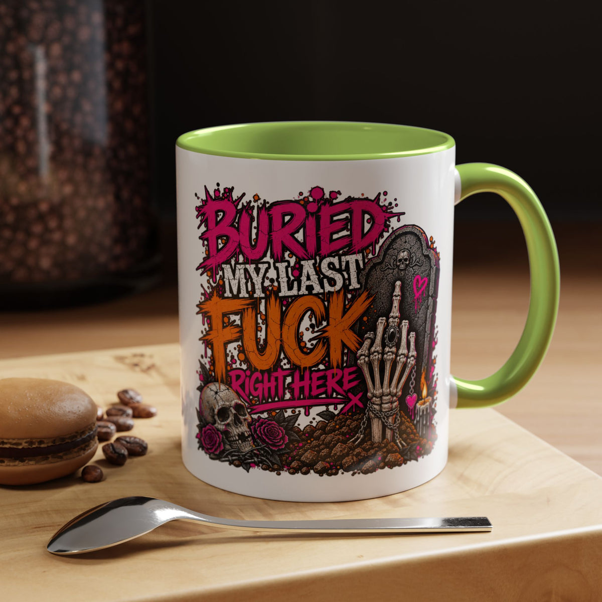 I Buried My Last Fuck Right Here Coffee Mug | Sarcastic Gothic Ceramic Mug by Subbin4Sanity
