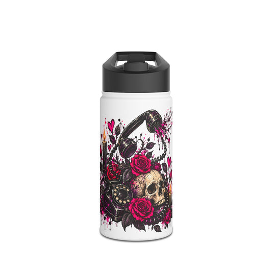 Karma’s Calling Stainless Steel Water Bottle | Gothic Skull & Telephone Insulated Bottle by Subbin4Sanity