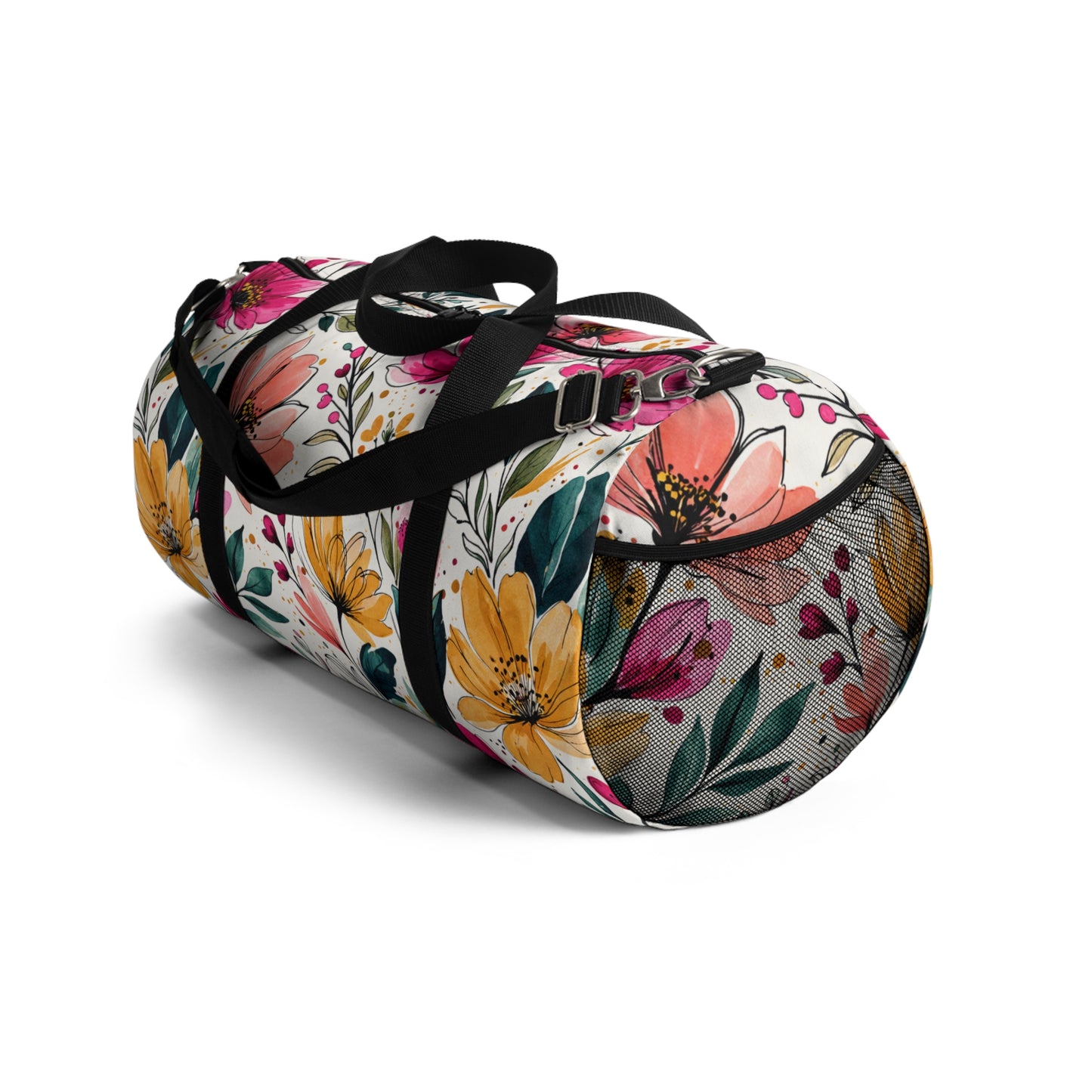 Modern Botanical Wildflower Pattern – Splatter Bloom Collection – Weekend Duffel Travel Bag