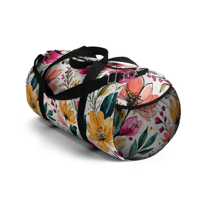 Modern Botanical Wildflower Pattern – Splatter Bloom Collection – Weekend Duffel Travel Bag