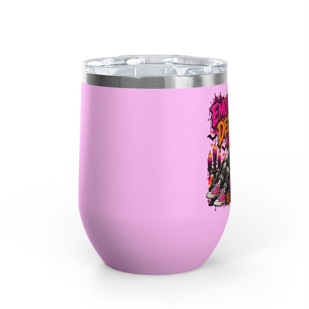 Emotionally Deceased 12oz Wine Tumbler | Dark Humor Gothic Stainless Steel Cup by Subbin4Sanity