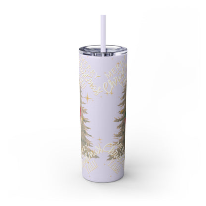 Christmas Skinny Tumbler with Straw, 20oz, "Merry Christmas Yall/I'm a gift"